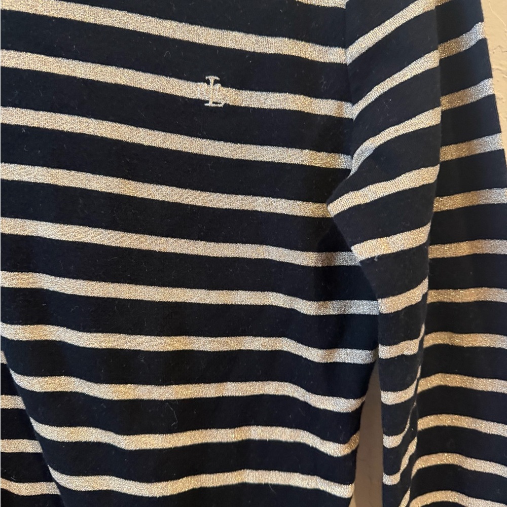 Ralph Lauren womens long sleeves pull over stripe black gold sweater Medium - Picture 3 of 6
